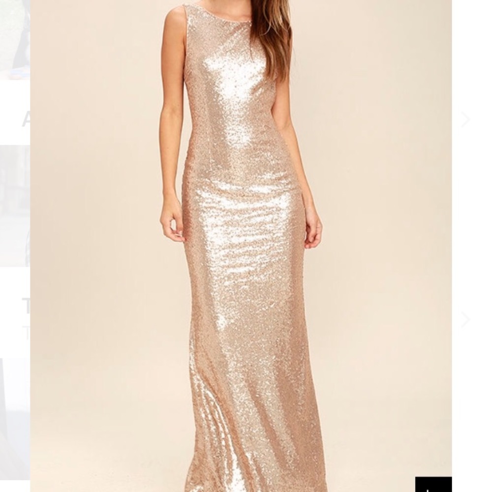Lulus rose gold sequin maxi dress (only worn once)